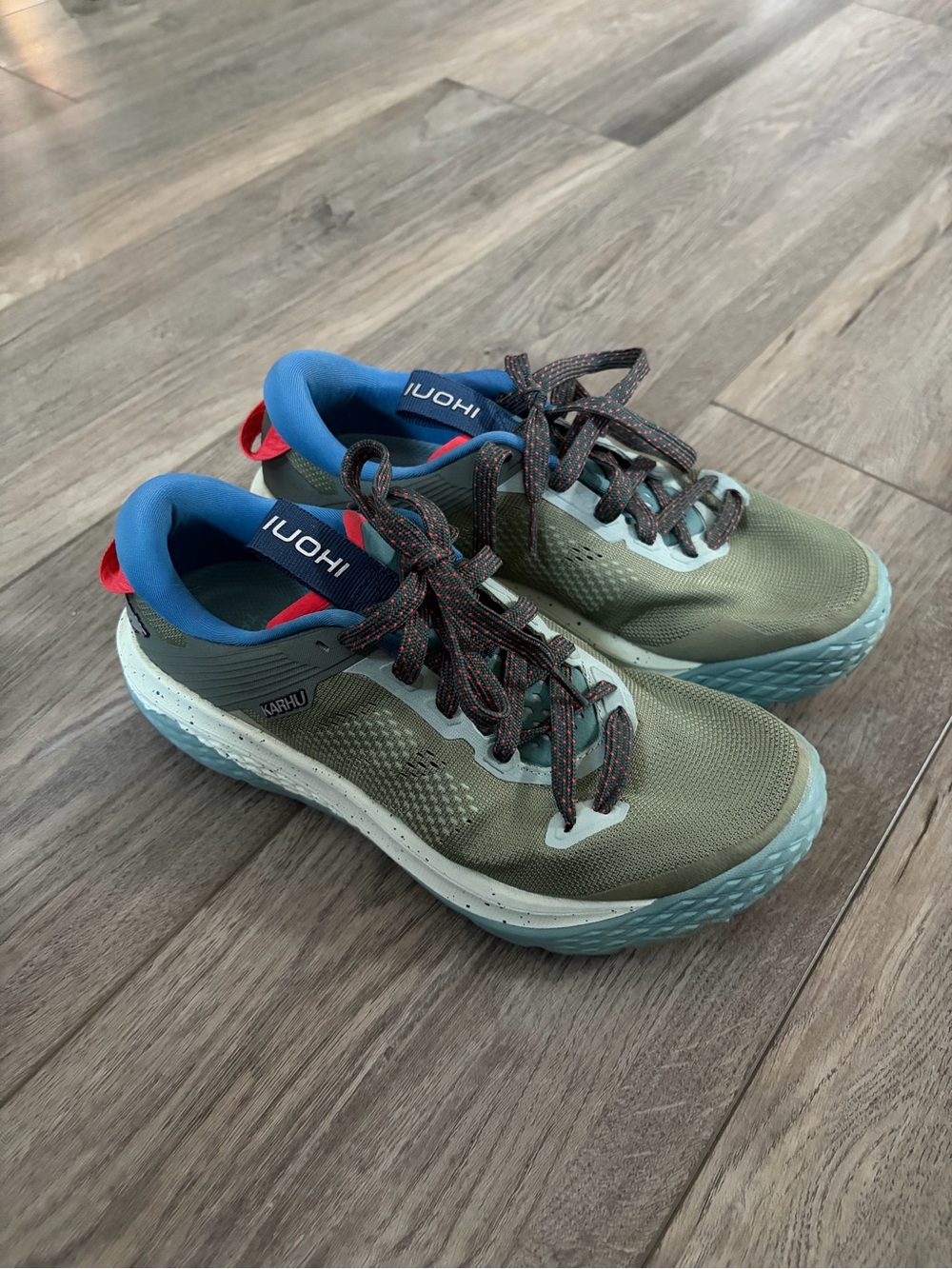 Karhu Olive Green & Blue Trail Running Sneakers